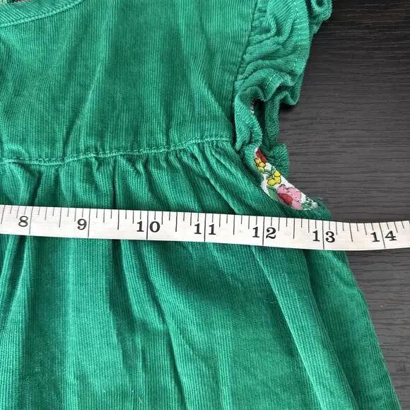 Mini Boden Dress Girls 7-8Y Corduroy Ruffle Sleeve Heart Pockets A-Line Green - Picture 8 of 10